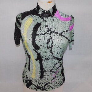 Jamie Sadock Womens XS 1/4 Zip Short Sleeve Multicolor Golf Polo Shirt